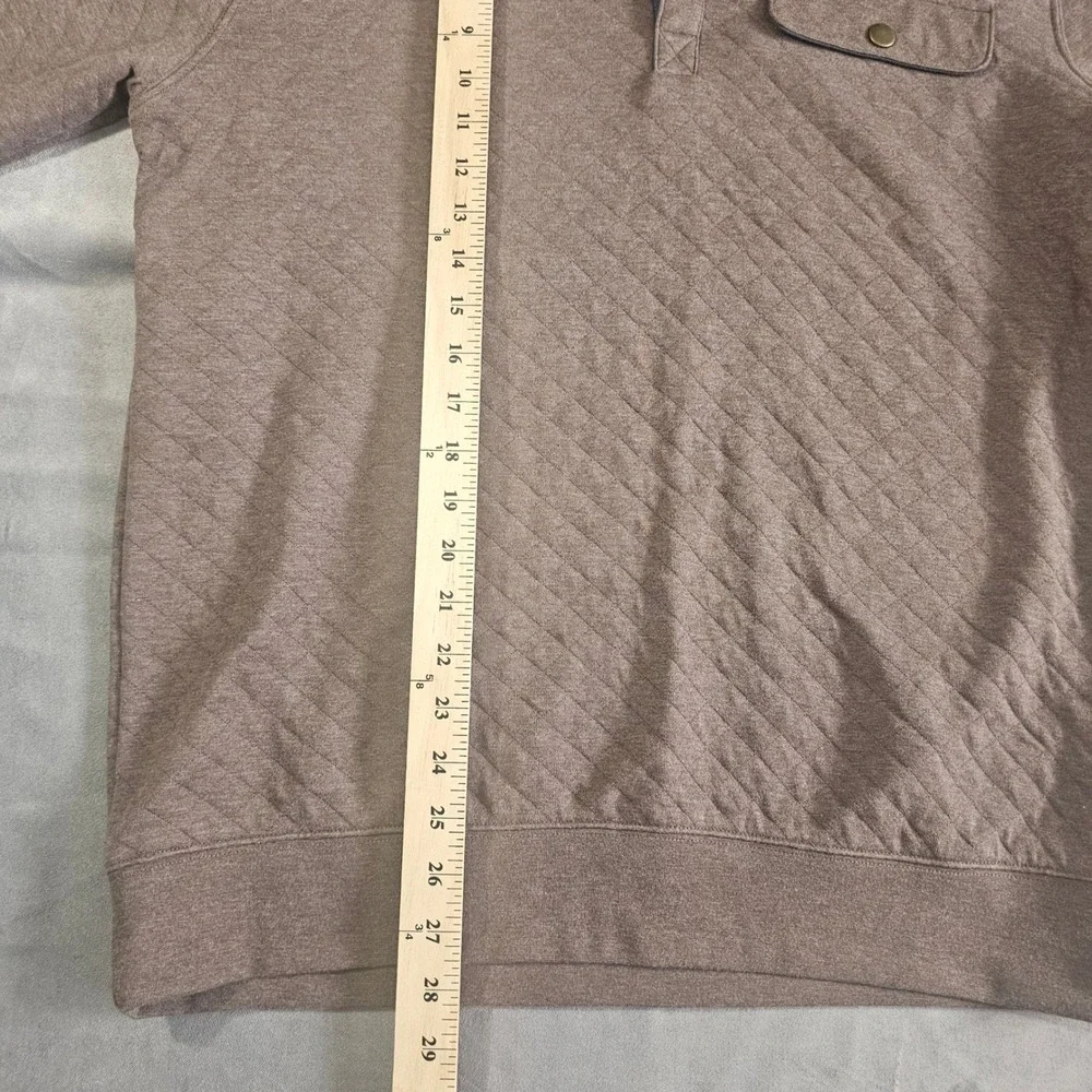 Goodfellow & Co Mens Quilted 1/4 Snap Pullover Brown Heather Sweatshirt Medium